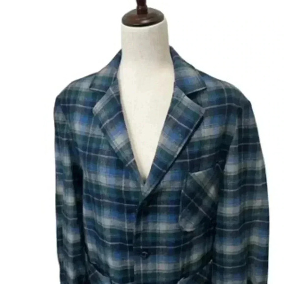 Pendleton Blue‎ Plaid Wool Blazer Shirt Jacket Women’s Sz Small - Picture 1 of 12